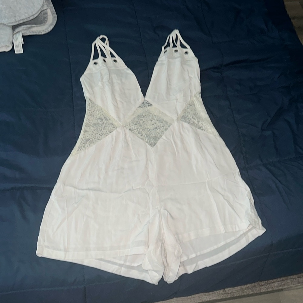 White LF lace romper